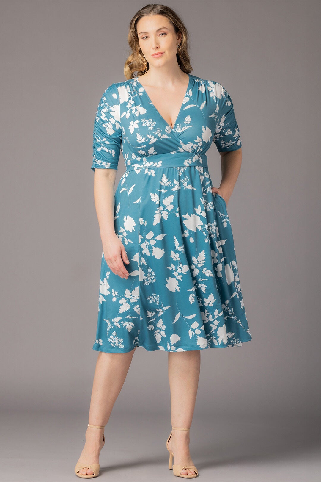 Gabriella Dress, Aqua Blooms / Light Blue, alternate image number 4