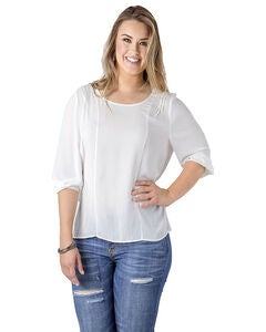 Plus Size Joanna Draw Back Bustle Pull Over Chiffon Boxy Top