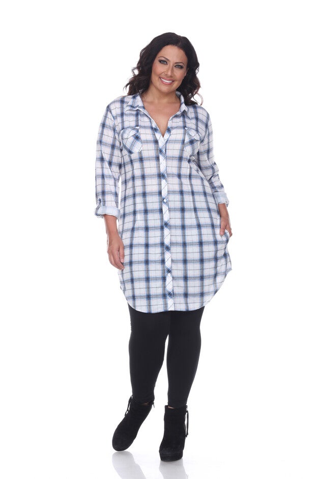 Piper Stretchy Plaid Tunic, blue white / Light Blue, hi-res image number null