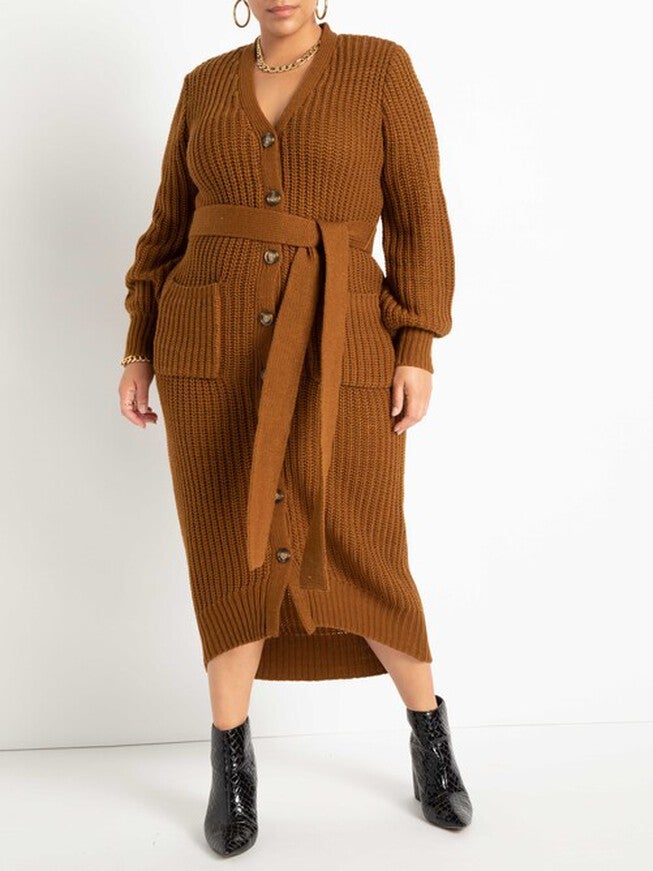 Payton Belted Cardigan Sweater Dress, , alternate image number null