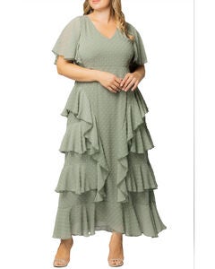 Tour de Flounce Chiffon Evening Gown