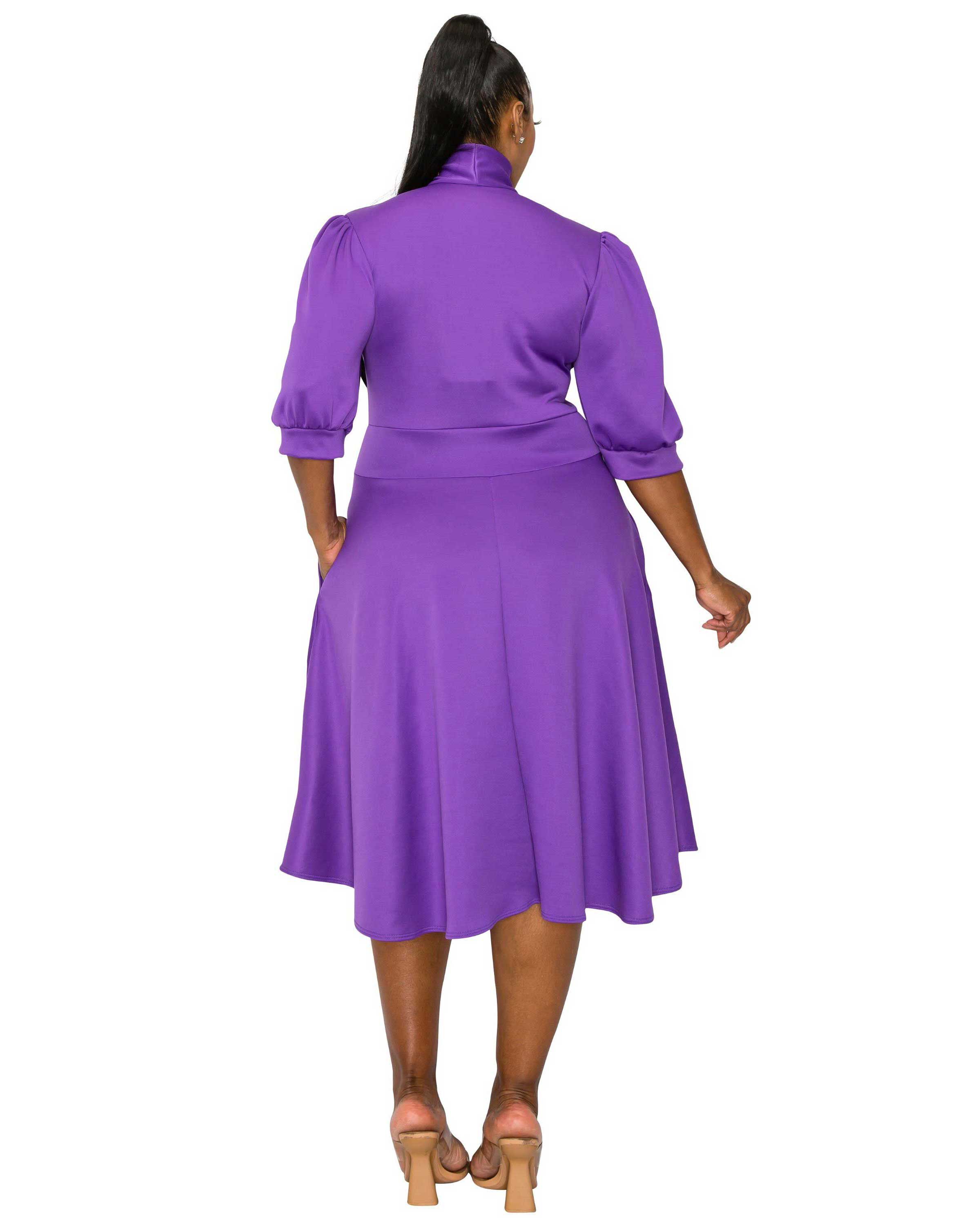 Carina Donna Flare Dress w/ Pockets, Purple / Purple, alternate image number 2