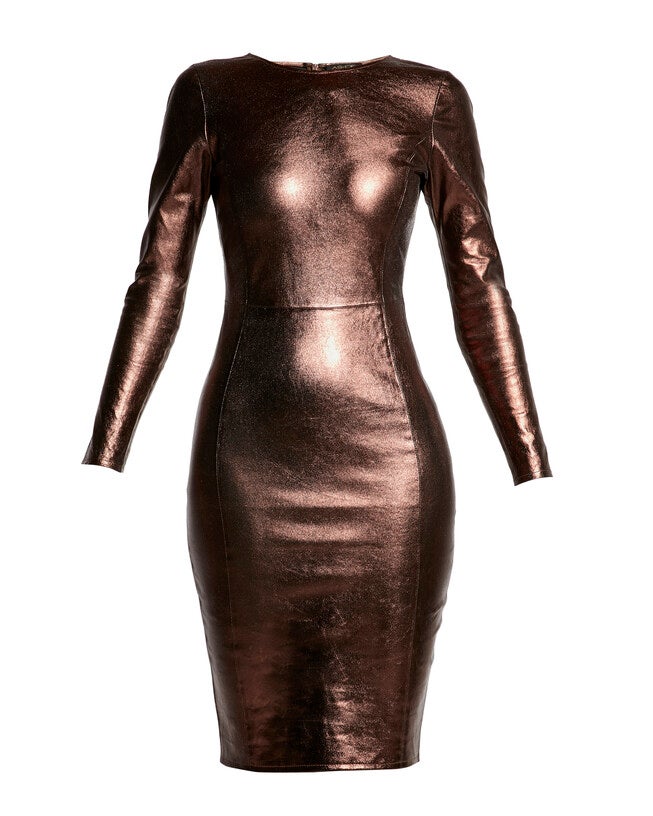 Mrs. Smith Stretch Leather Dress, Bronze / Bronze, hi-res image number 0
