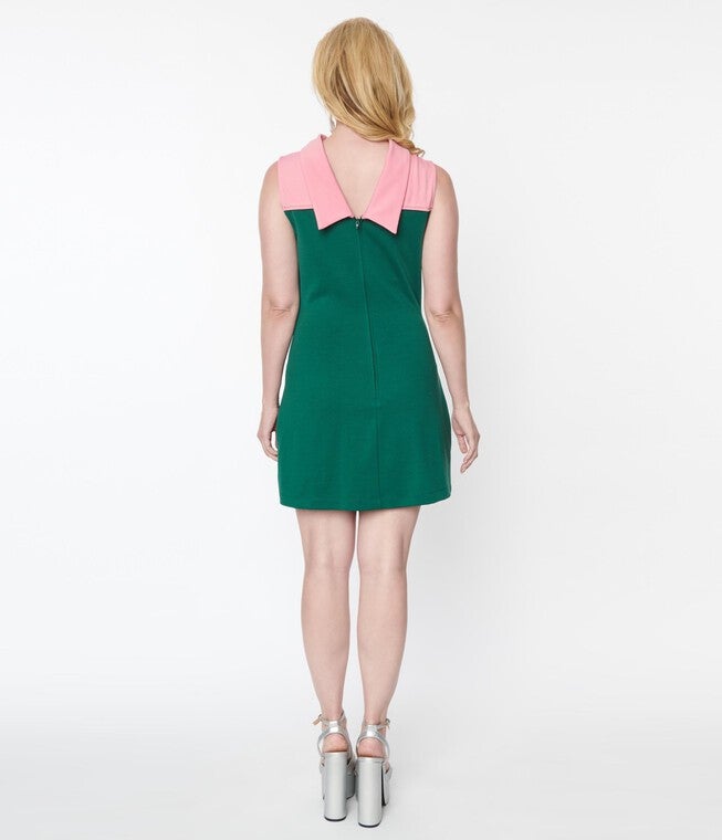 Smak Parlour Emerald & Pink Daisy Haute Gossip Mini Dress, Green Floral / Forest Green, alternate image number 2