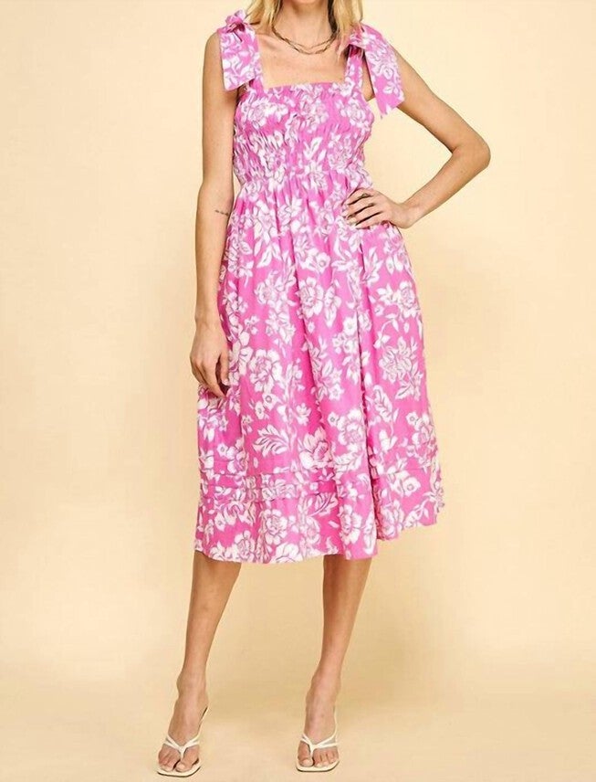 PINK PARADISE MIDI DRESS IN PINK, Pink / Pink, alternate image number null