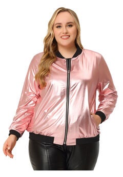 METALLIC SPARKLE HOLOGRAPHIC SHINY BOMBER JACKET
