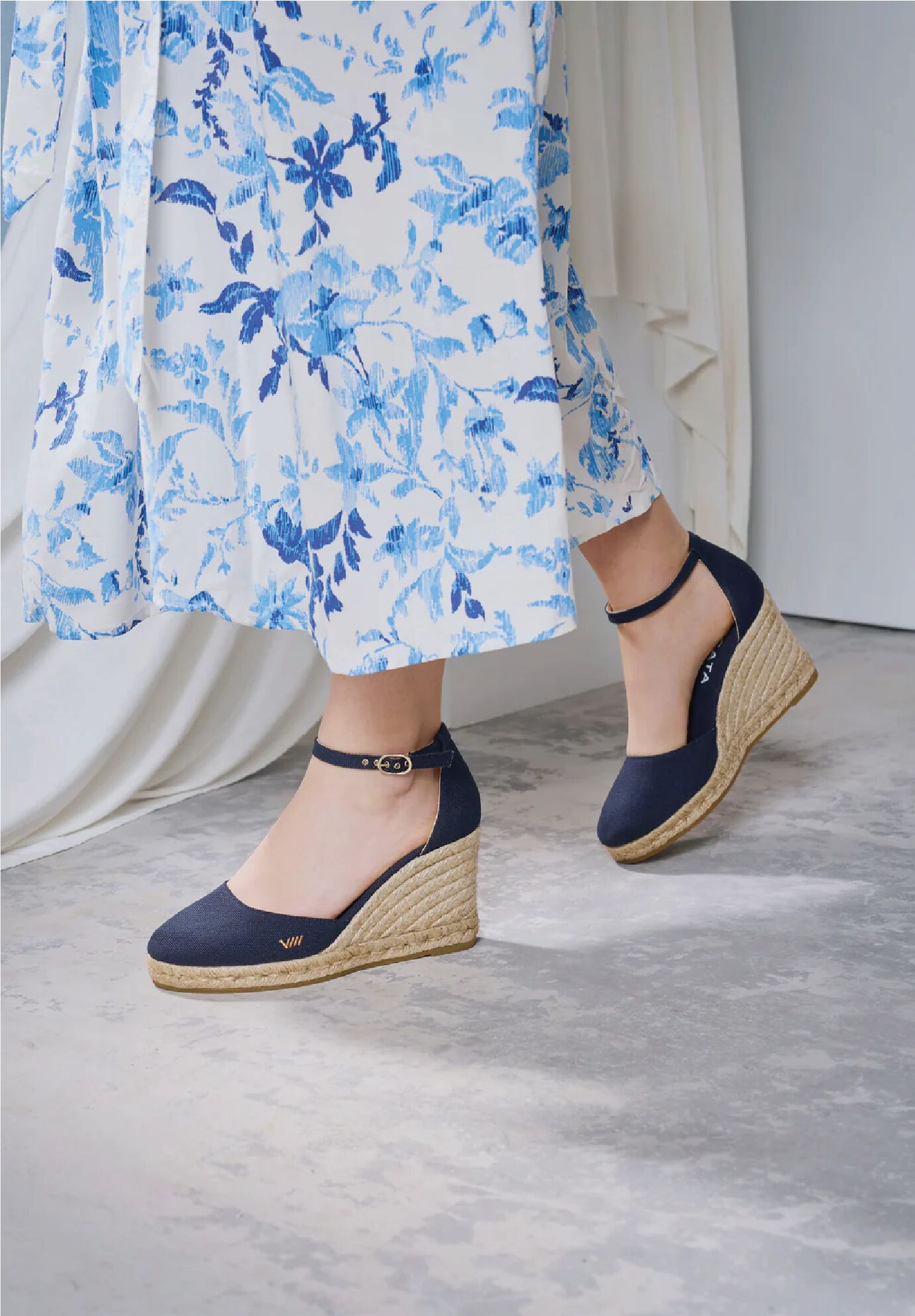 Estartit Canvas Espadrille Wedges, Navy / Navy, alternate image number 3