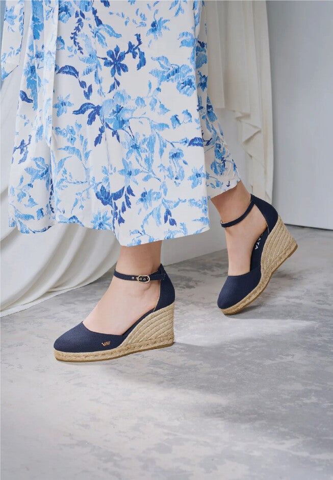 Estartit Canvas Espadrille Wedges, Navy / Navy, alternate image number 3