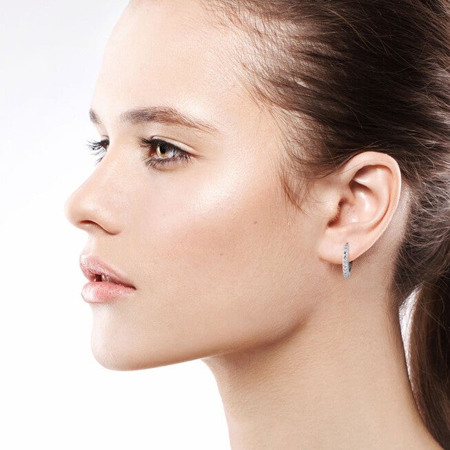 10mm Diamond And 14K White Gold Huggies Gold, Gold / Gold, alternate image number null