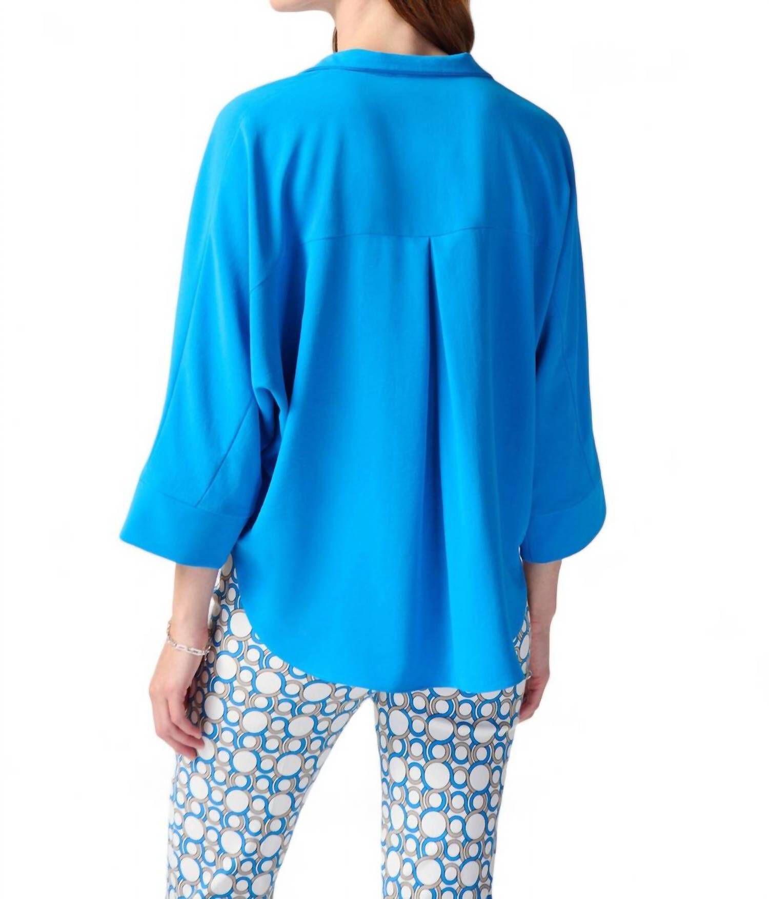 OVERSIZED HENLEY TOP, French Blue / Azure Blue, alternate image number 1