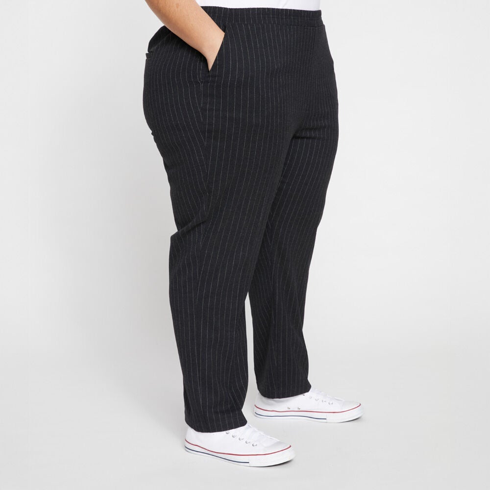 Universal Standard Womens Plus The Pinstripe Pant, Graphite / Charcoal Grey, alternate image number 1