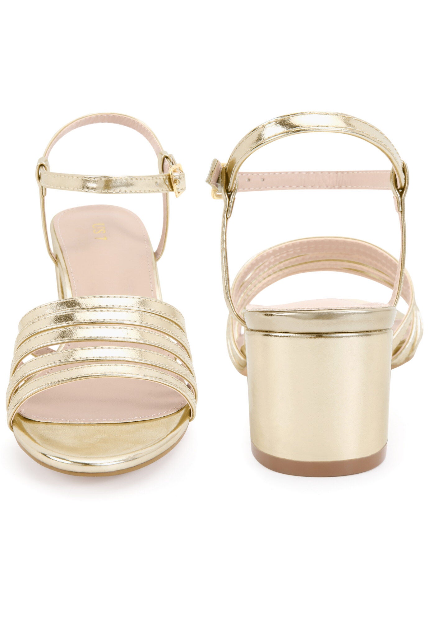 Strappy Open Toe Gladiator Block Heel Metallic Sandal, Gold Metallic / Gold, alternate image number 3