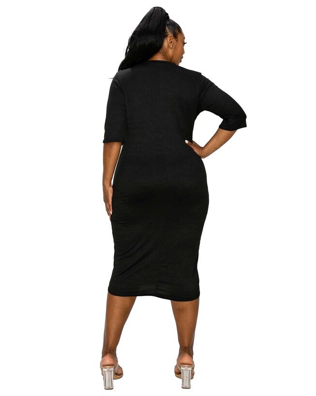 MONA MIDI DRESS, Black / Black, alternate image number 2