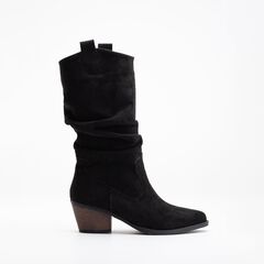 BONNIE - BLACK SUEDE SLOUCH WESTERN BOOTS