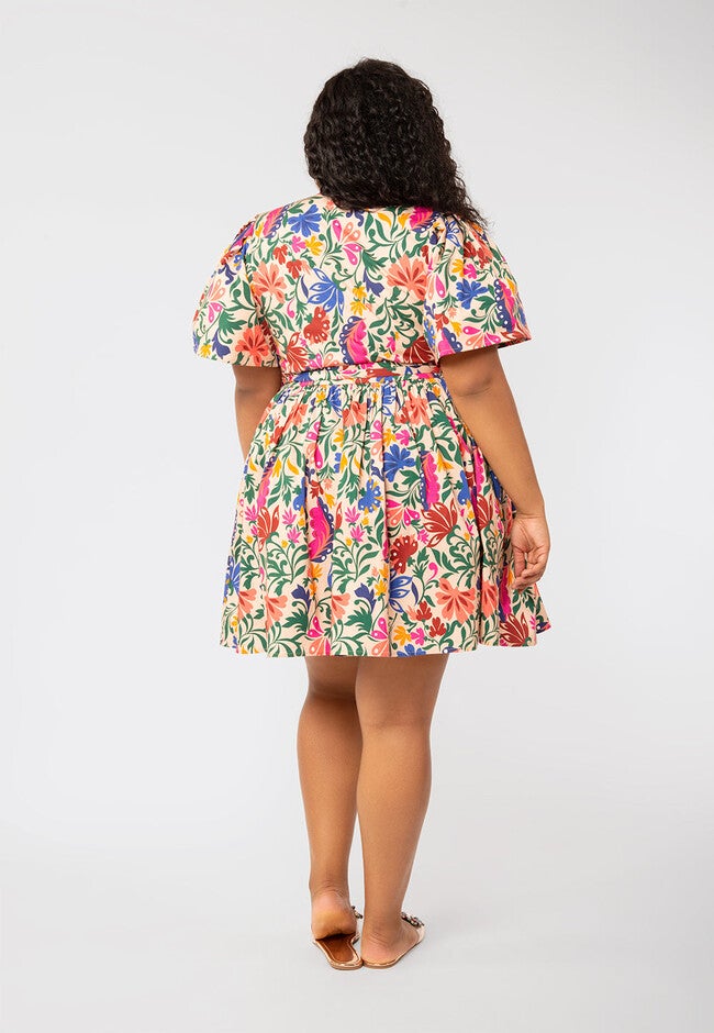 Alena Floral Puff Sleeve Poplin Wrap Dress, MULTI / Cream, alternate image number 2