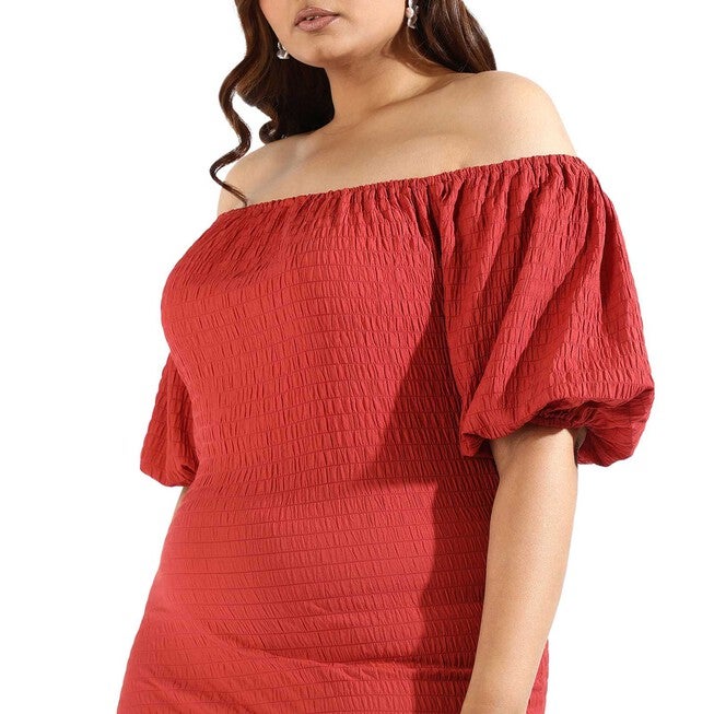 Women Solid Off Shoulder Dresses, , alternate image number null