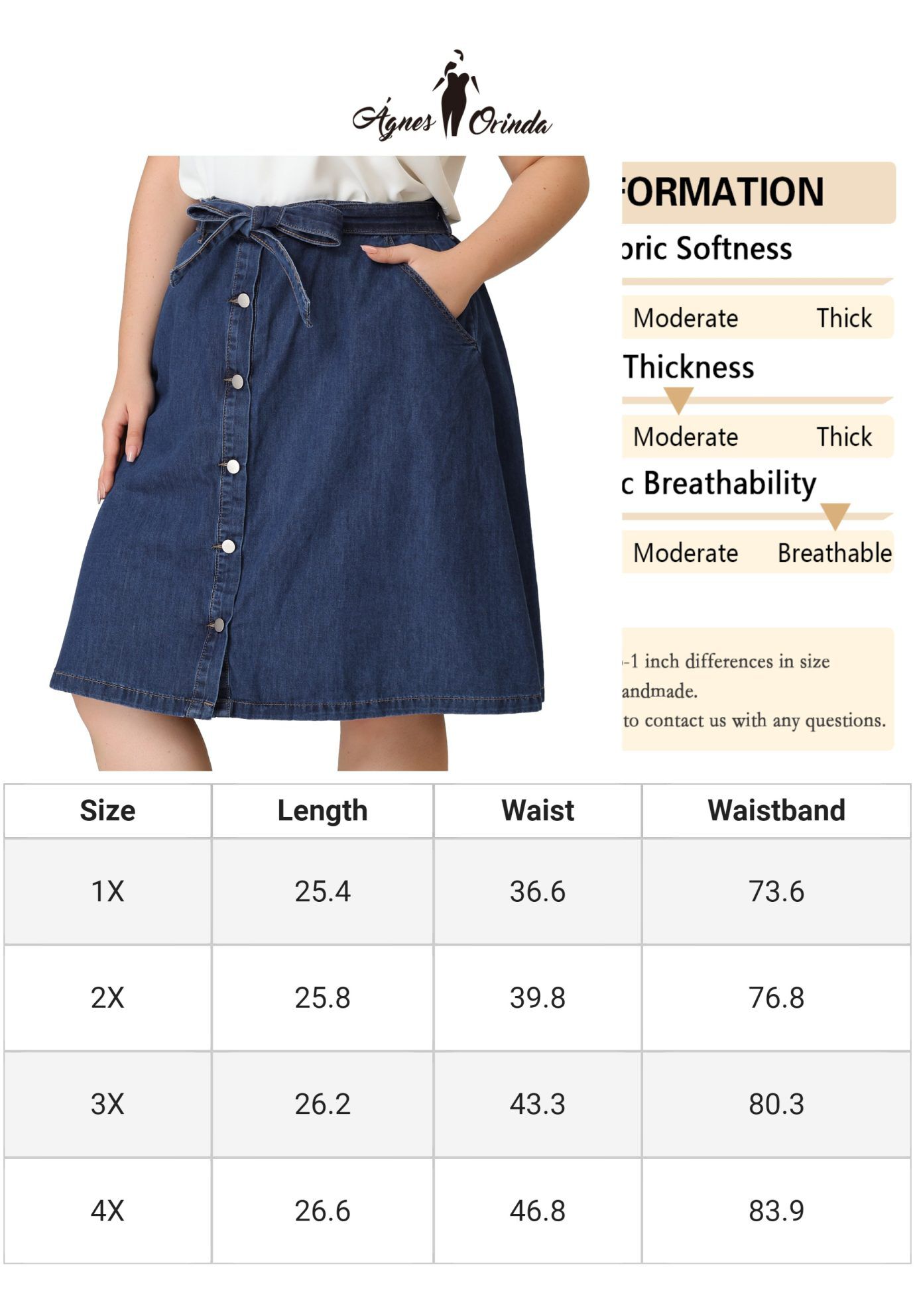 TIE WAIST A-LINE MIDI JEANS DENIM SKIRT, Medium Blue / Royal Blue, alternate image number 1