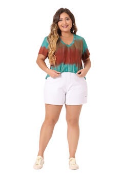 V Neck Short Sleeve Tie Dye Summer Top