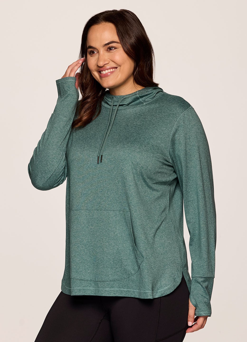 Studio Breathe Super Soft Hoodie Tunic, Arctic / Light Green, alternate image number 2