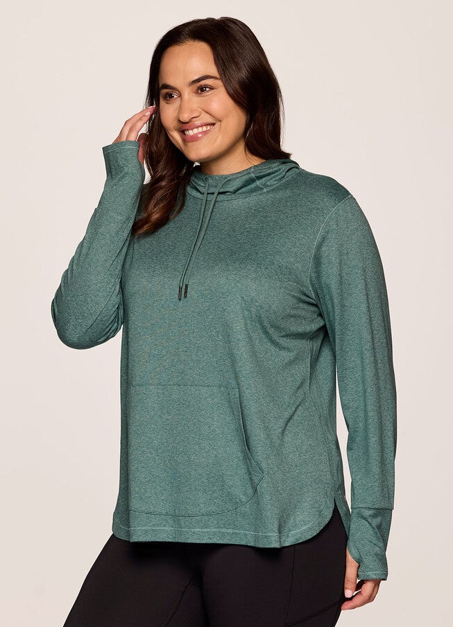 Studio Breathe Super Soft Hoodie Tunic, Arctic / Light Green, alternate image number 2