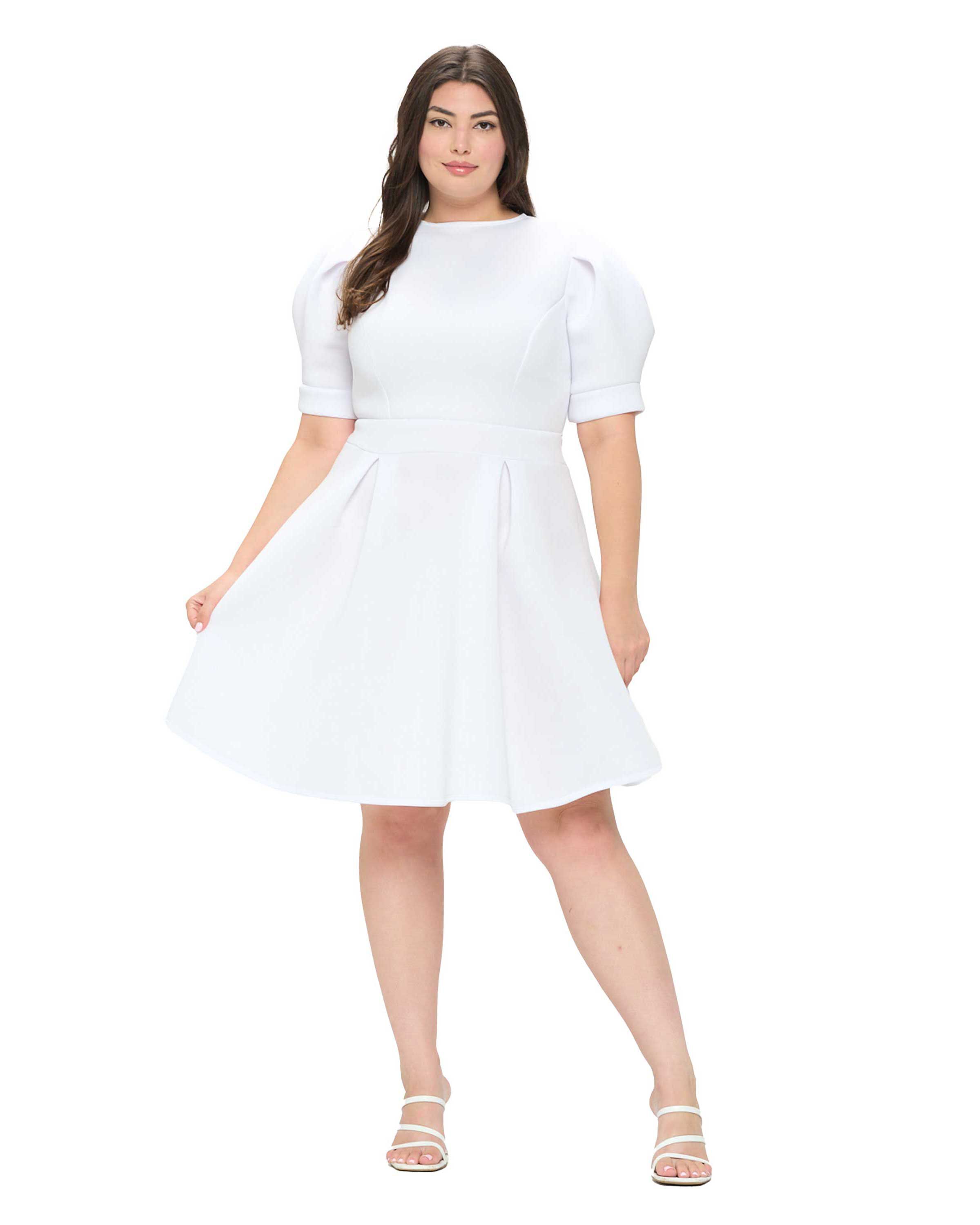 LINDSEY FLARE DRESS, White / Ivory, hi-res image number 0