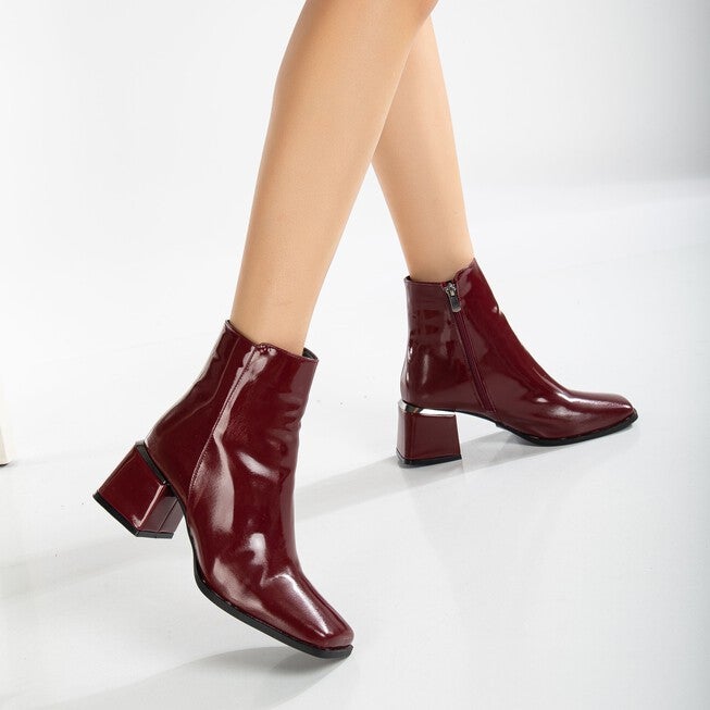 ODETTE - BURGUNDY PATENT ANKLE BOOTS, BURGUNDY / Burgundy, alternate image number 1
