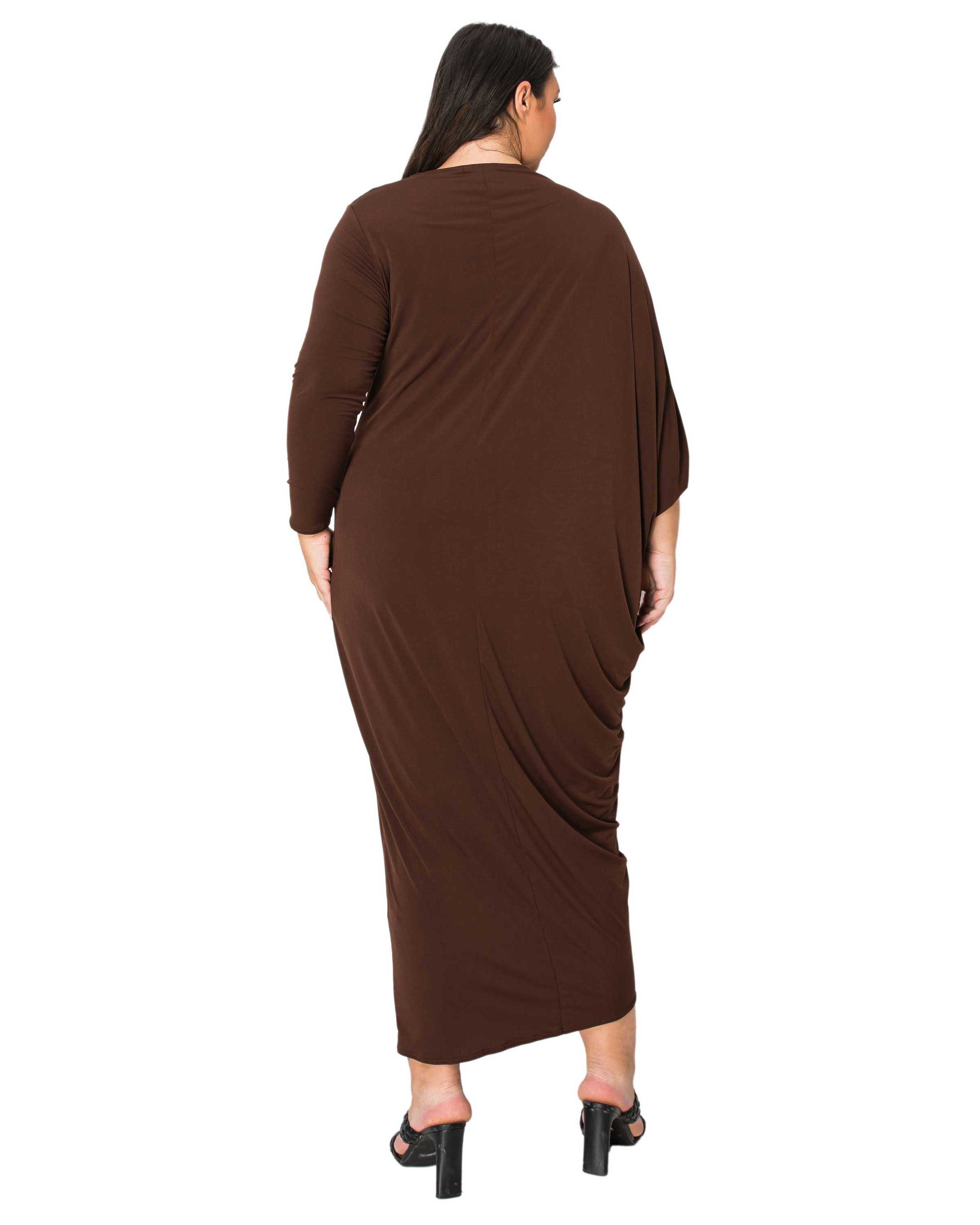 Louella Asymmetrical Maxi Dress, Brown / Brown, alternate image number 2
