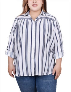 Long Roll Tab Sleeve Blouse