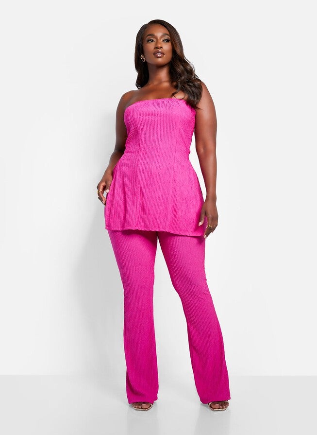 Mika Textured Bell Bottom Pants, Fuchsia / Deep Fuchsia, alternate image number 2