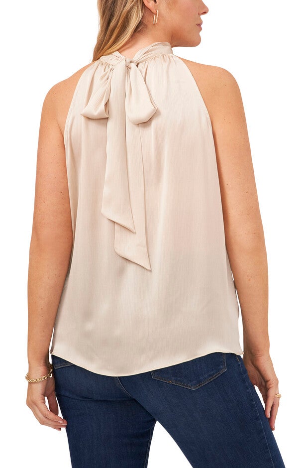 S/L HALTER TIE BACK TOP, TAPIOCA / Beige, alternate image number null