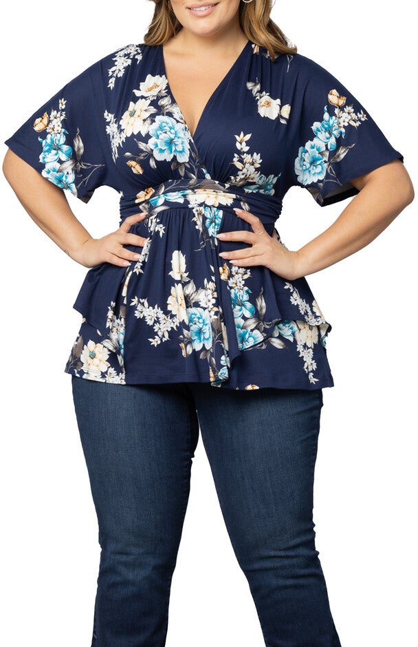 Encore Print Top, NAVY FLORAL PRINT / Navy, hi-res image number 0