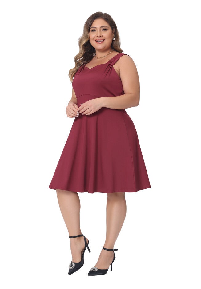 Sleeveless Sweetheart Neck A-Line Cocktail Short Dress, Wine Red / Burgundy, hi-res image number 0