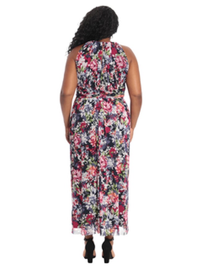 Ally Keyhole Halter Maxi Dress, NavyPink / Navy, alternate image number null