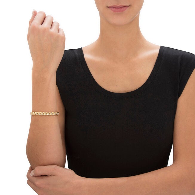 Diamond Accent 18k Gold-Plated Two-Tone S-Link Bracelet 7.25 inches, , alternate image number null