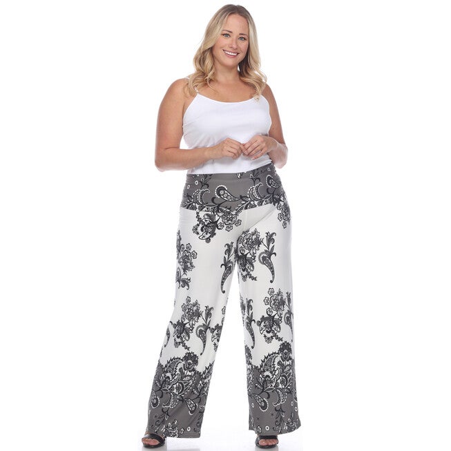 Floral Paisley Printed Palazzo Pants, Beige / Beige, alternate image number null