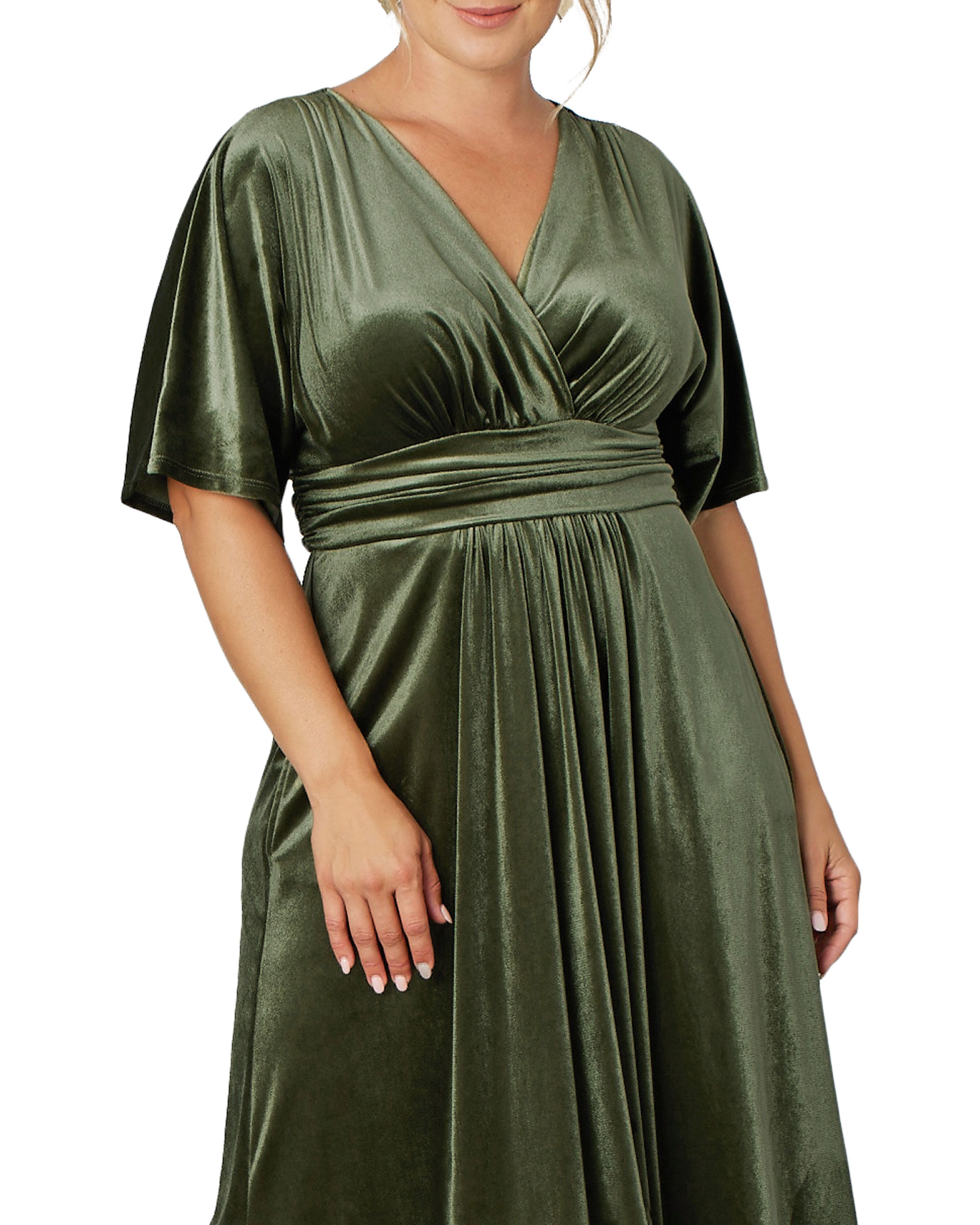 Verona Velvet Evening Gown, OLIVE / Olive Green, alternate image number 2