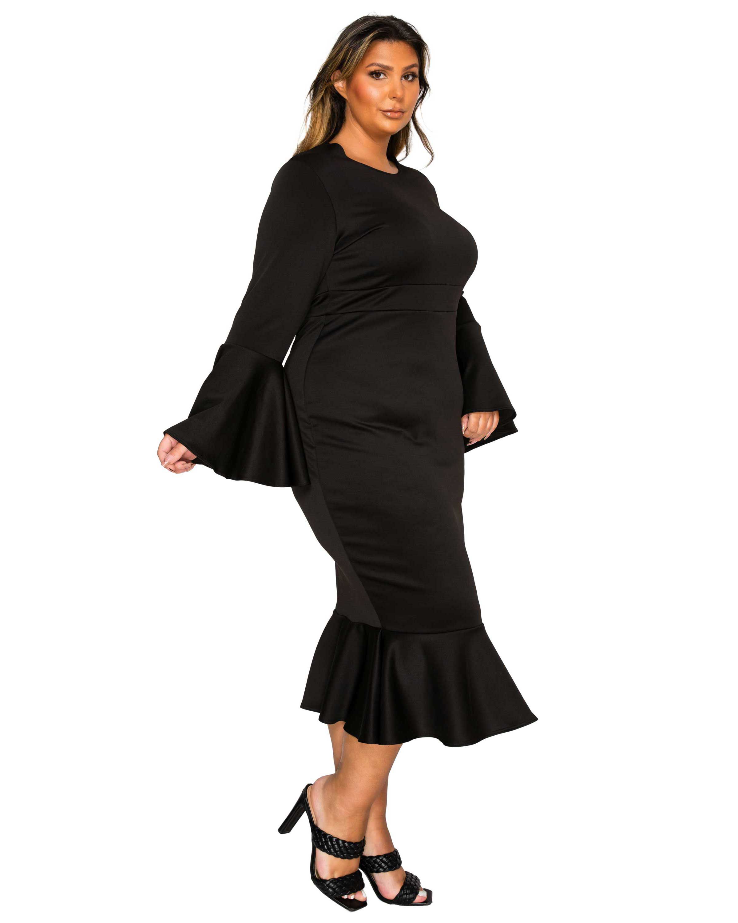 Sabrina Mermaid Hem Dress, Black / Black, alternate image number 1