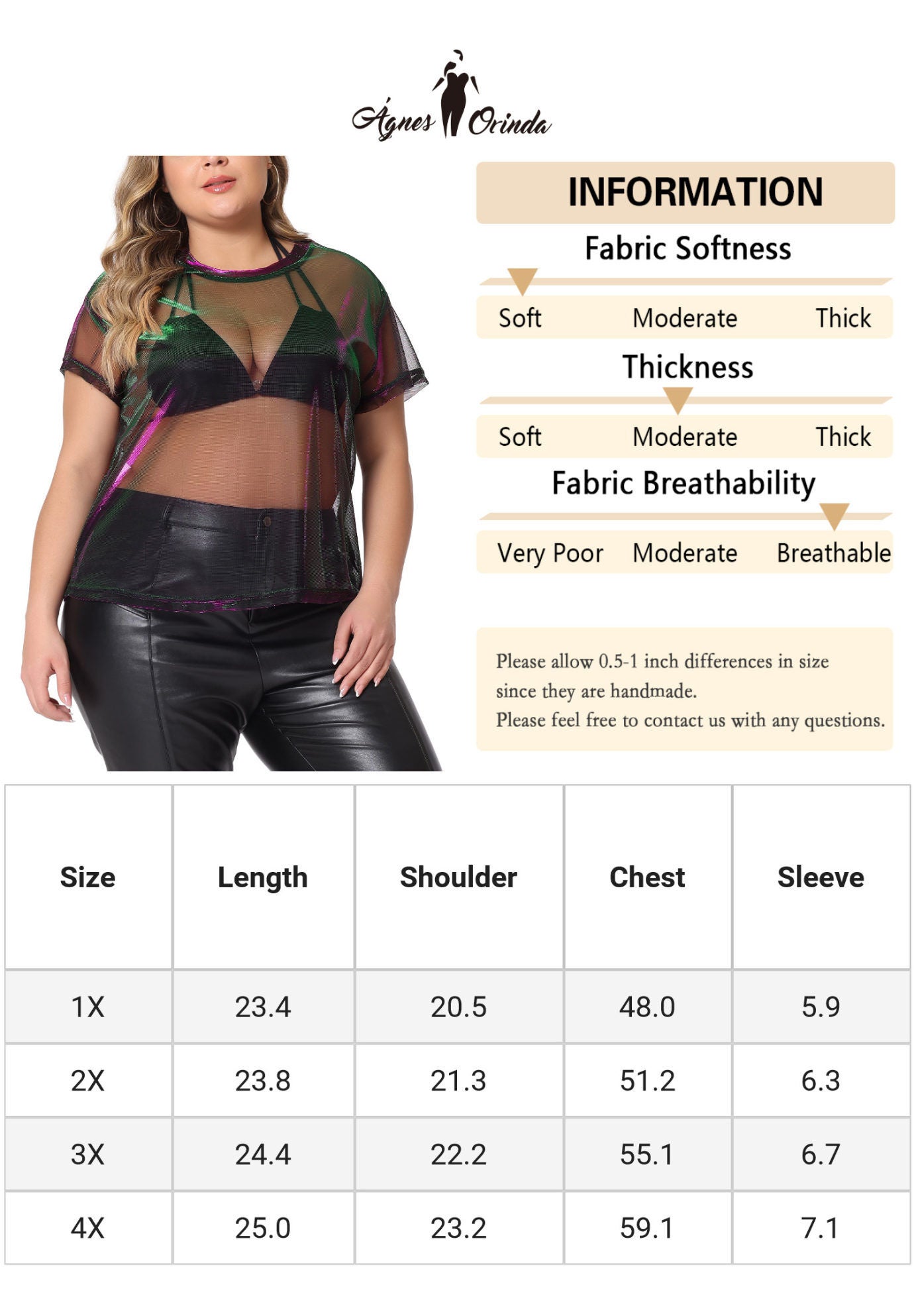 DROP SHOULDER SHEER MESH TOP, Purple Green / Hunter Green, alternate image number 4