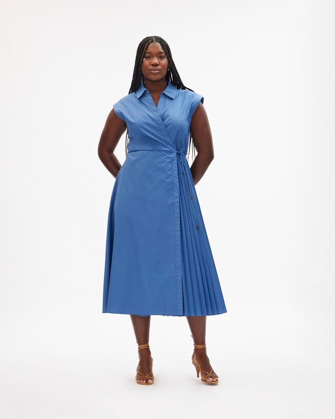 Midi Shivon Dress, French Blue / Dusty Blue, hi-res image number 0