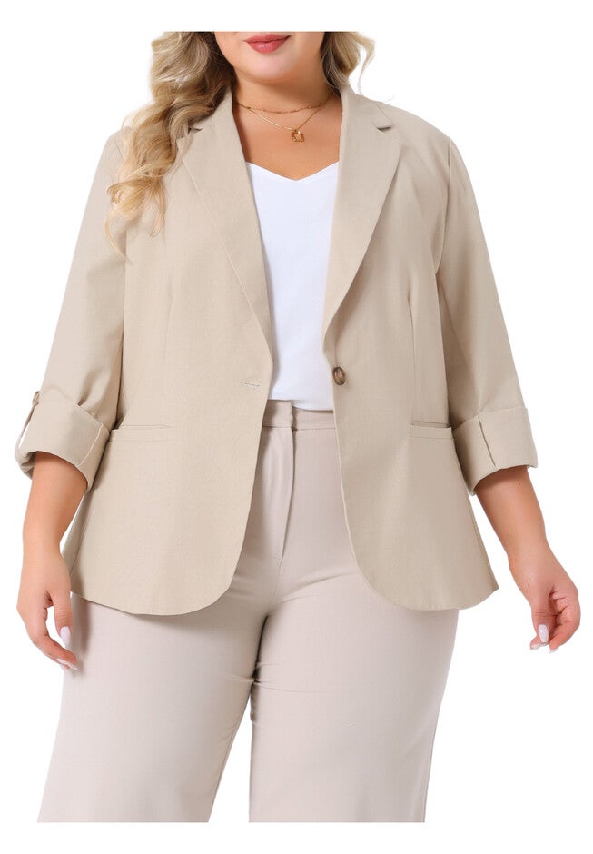 Lightweight Button Linen Cotton Blazer, Beige / Beige, alternate image number null