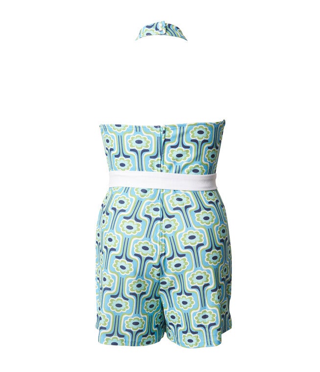 Smak Parlour Blue Daisy Daze Halter Romper, Blue / Turquoise, alternate image number 2