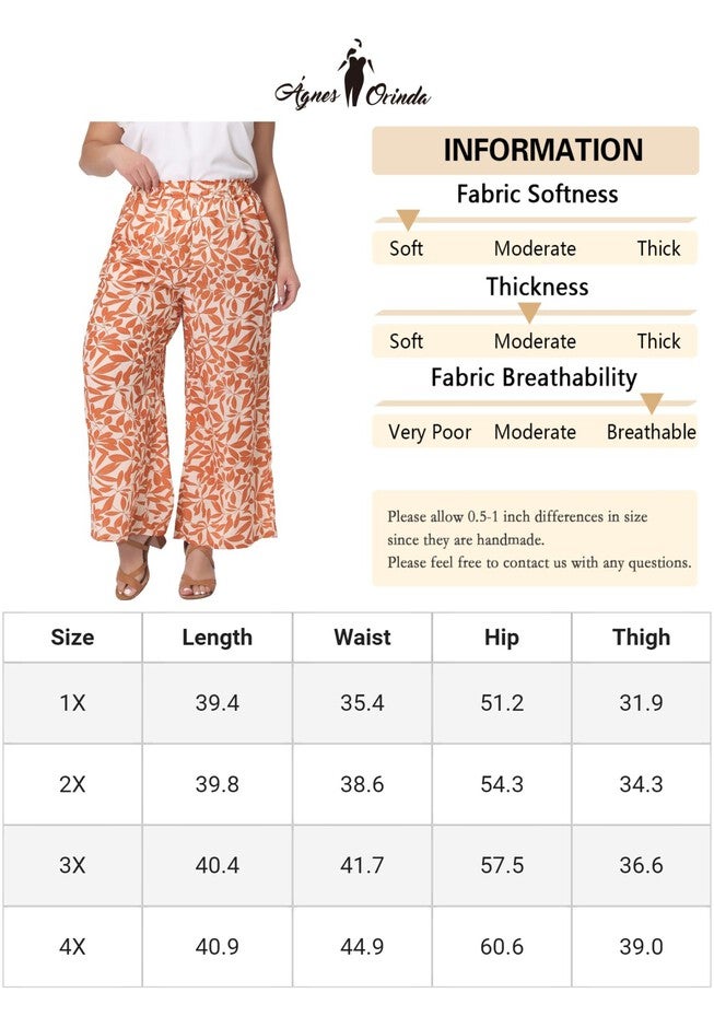 FLORAL PRINT HIGH WAIST WIDE LEG PANTS, Orange / Orange, alternate image number 4