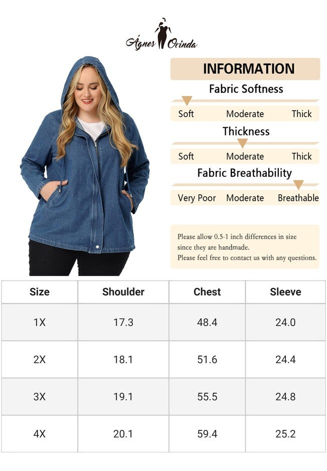 HOODIE LAYERED DRAWSTRING UTILITY DENIM JACKET, Blue / Light Blue, alternate image number 4