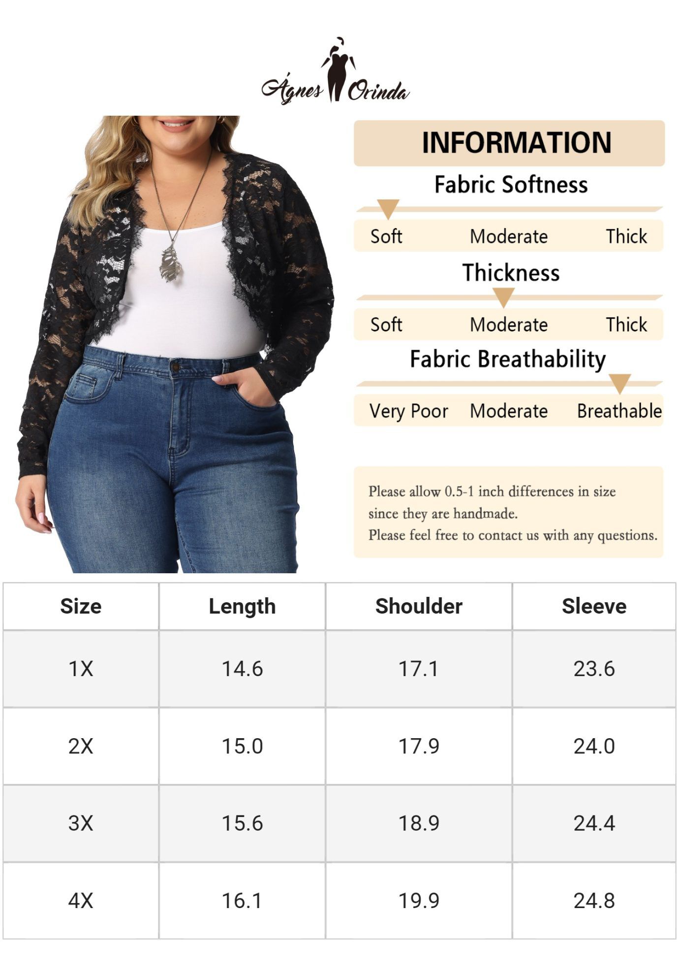 LONG SLEEVE FLORAL LACE SHRUG, Black / Black, alternate image number 4