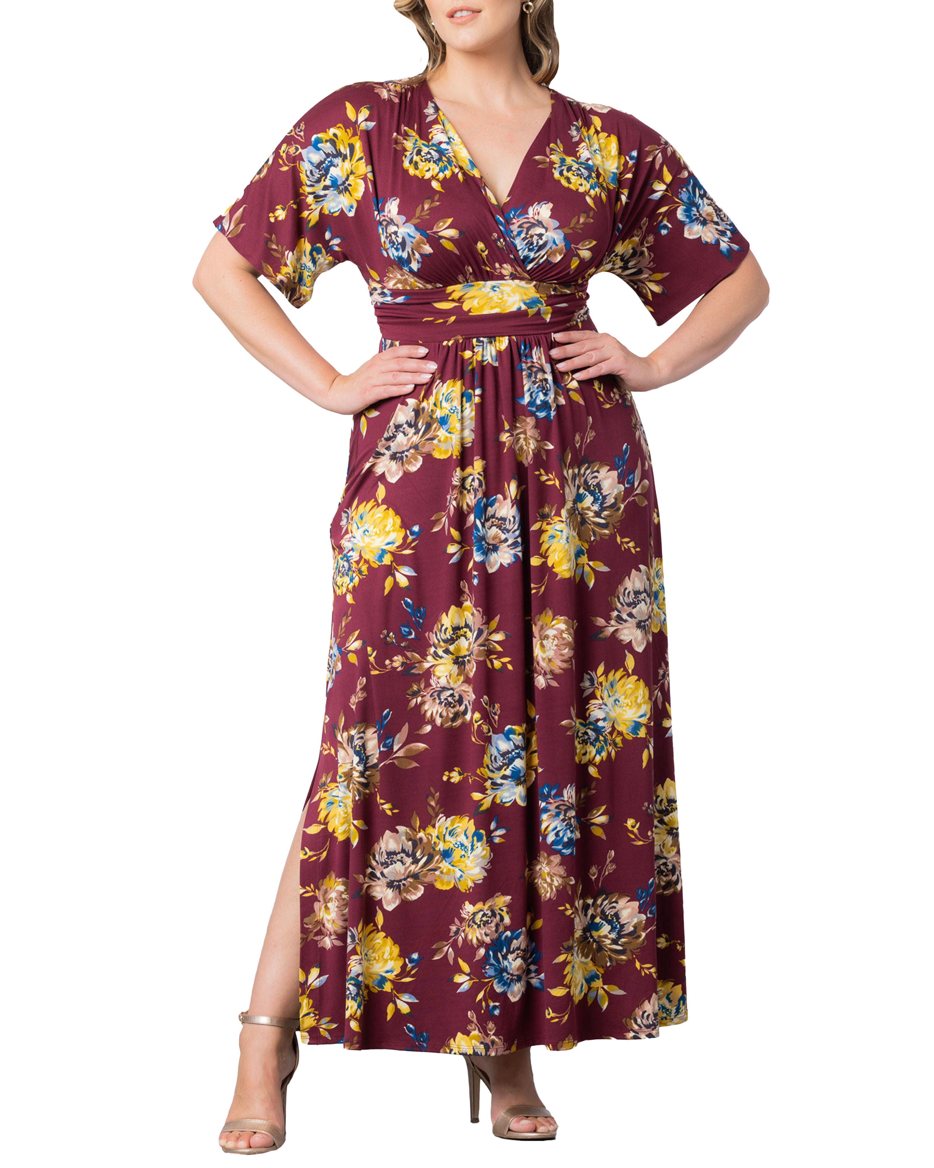 Vienna Maxi Dress, BORDEAUX BLOOMS / Burgundy, hi-res image number 0