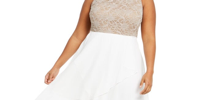 City Studios Women's Dress Plus A Line Shimmer Colorblock White Size 14W, , alternate image number null