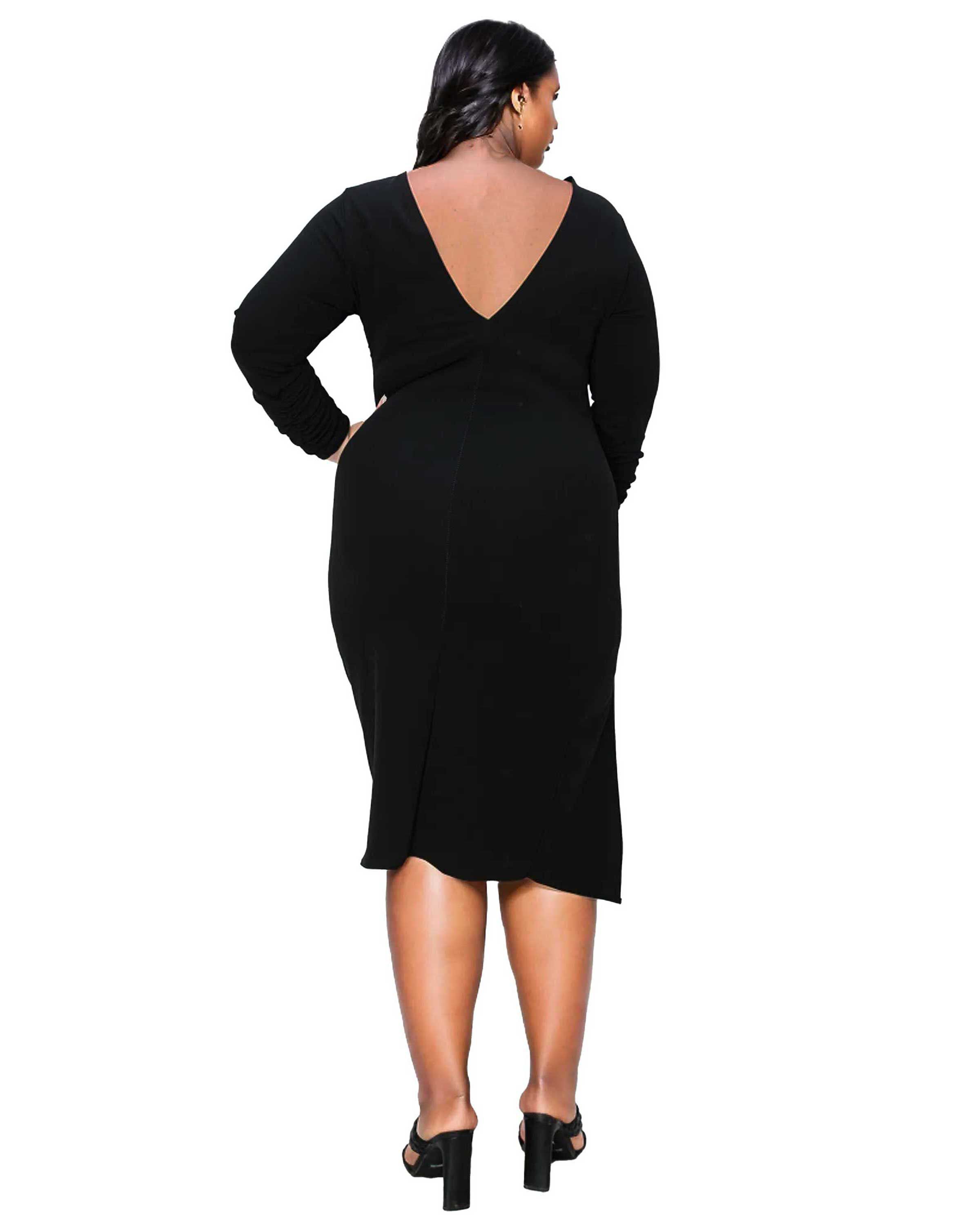 BIANCA OPEN BACK SLIT DRESS, Black / Black, alternate image number 1