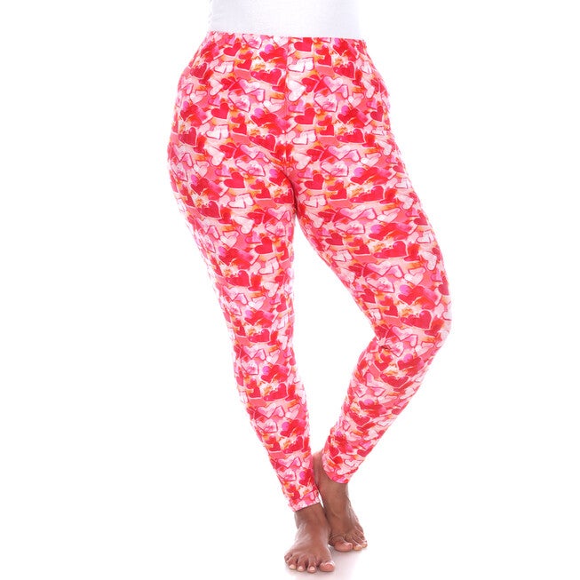 Super Soft Heart Printed Leggings, Red Heart / Red, alternate image number 1