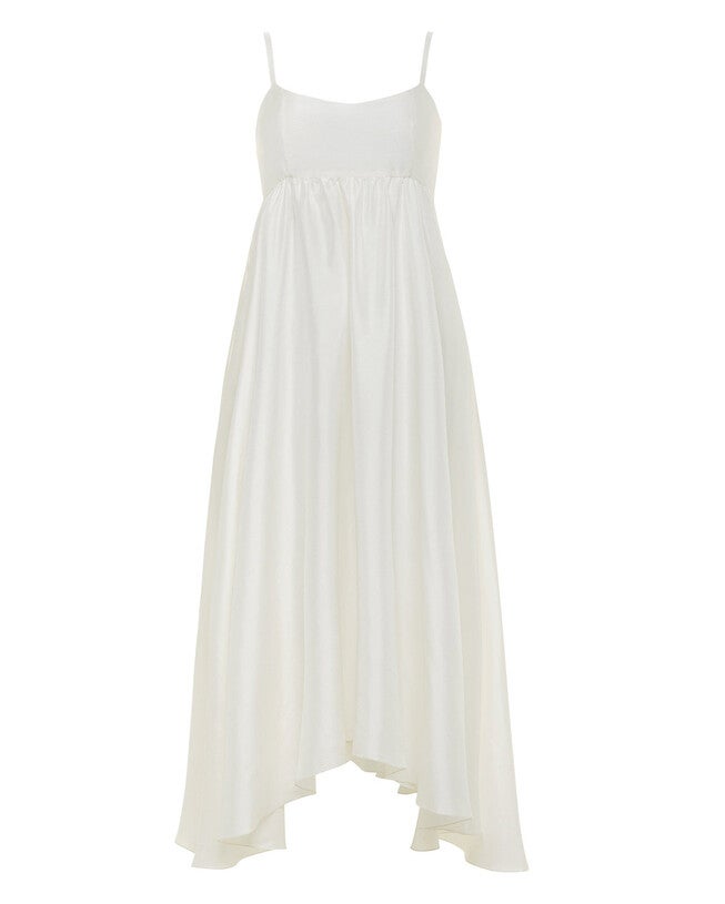 Rachel Raw Silk Midi Dress, White / White, hi-res image number null