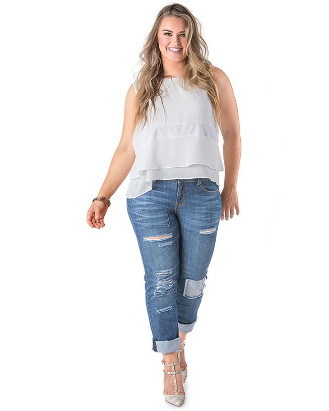 X-Boyfriend Destroyed Patched Low Rise Jeans, , alternate image number 8